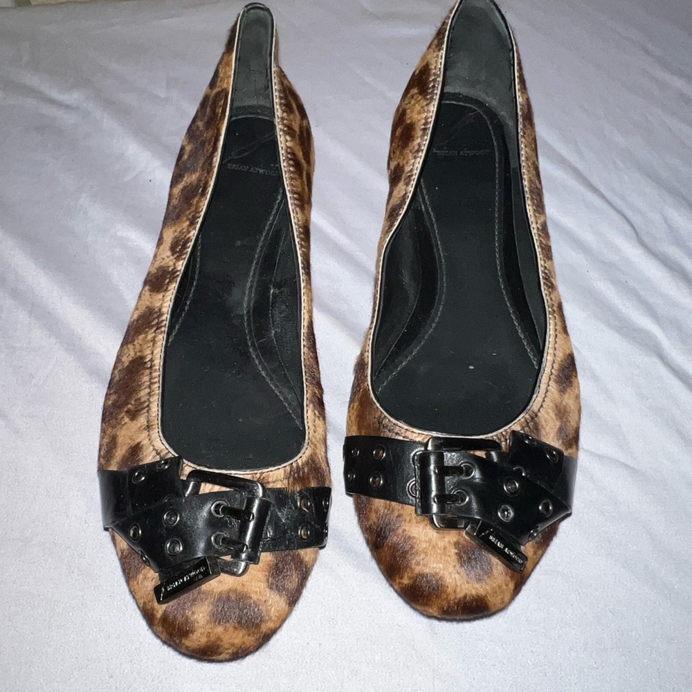 B Brian Atwood Calf Hair Leopard Print Ballet Flats Size 9